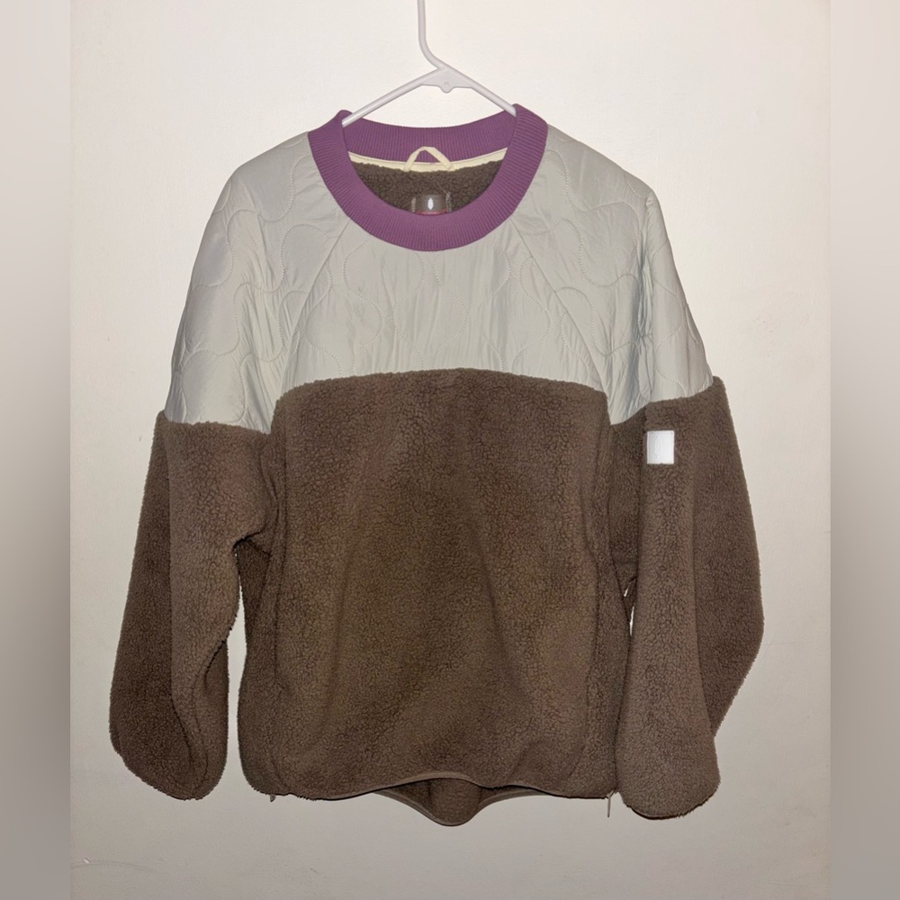 NWOT Free People Movement Drifter Quilted Crew Fossil Combo Pullover Fleece Sm - Picture 4 of 12